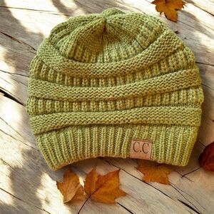 CC Women's Chunky Knit Beanie Hat Sage Green